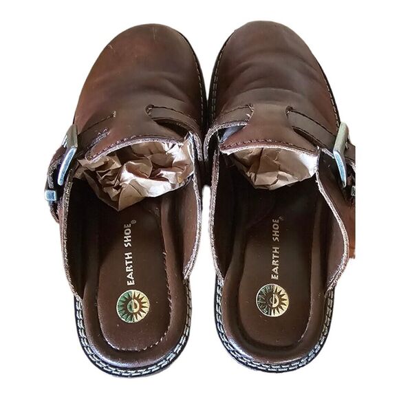 Earth Shoe Women's Size 7 Pine 2 Buckle Leather Slip On Comfort Mule Shoes - Picture 4 of 6